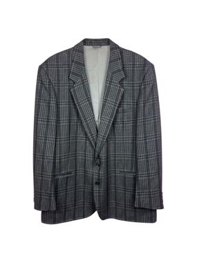 Givenchy Monsieur Vintage Glen‎ Check Tweed Sport Coat Wool Silk Grey Men’s 46R